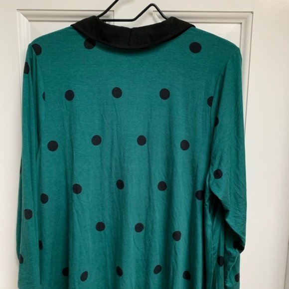 ModCloth Peter Pan Collar Green Polka - Picture 6 of 8
